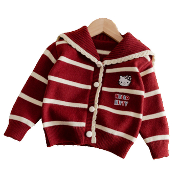 Dječji kardigan s karikaturnim uzorkom, okrugli izrez, kopčanje na jedan red, 90% pamuka