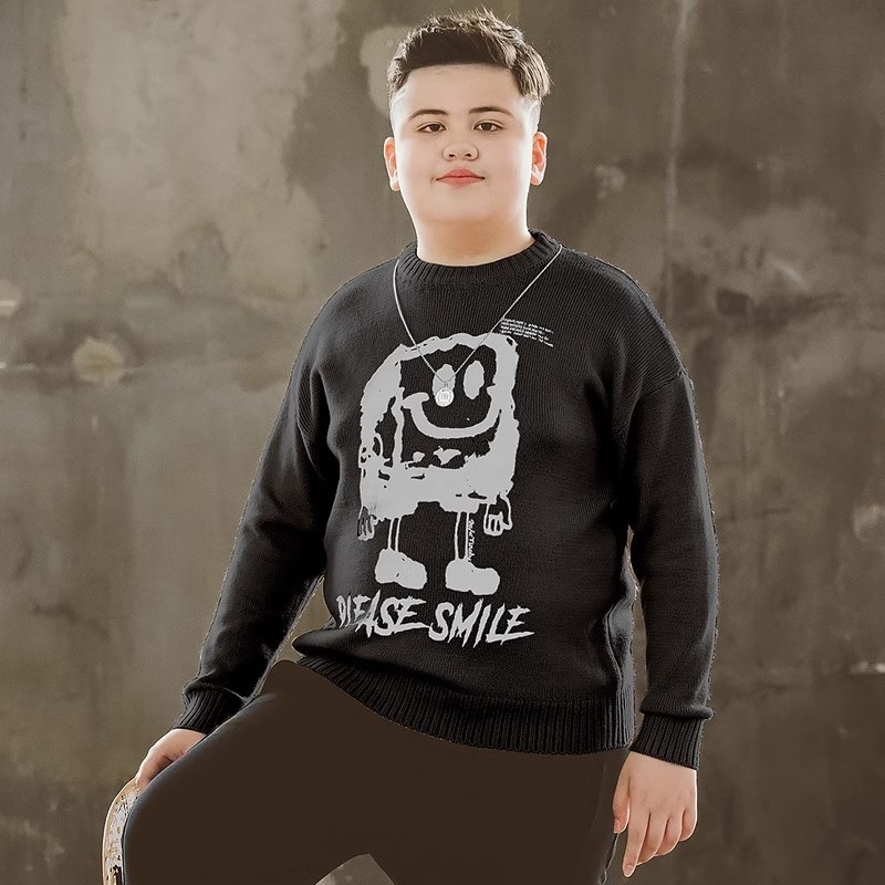 Dječji zimski pulover s karikaturnim uzorkom, dugi rukav, okrugli izrez, 100% poliester