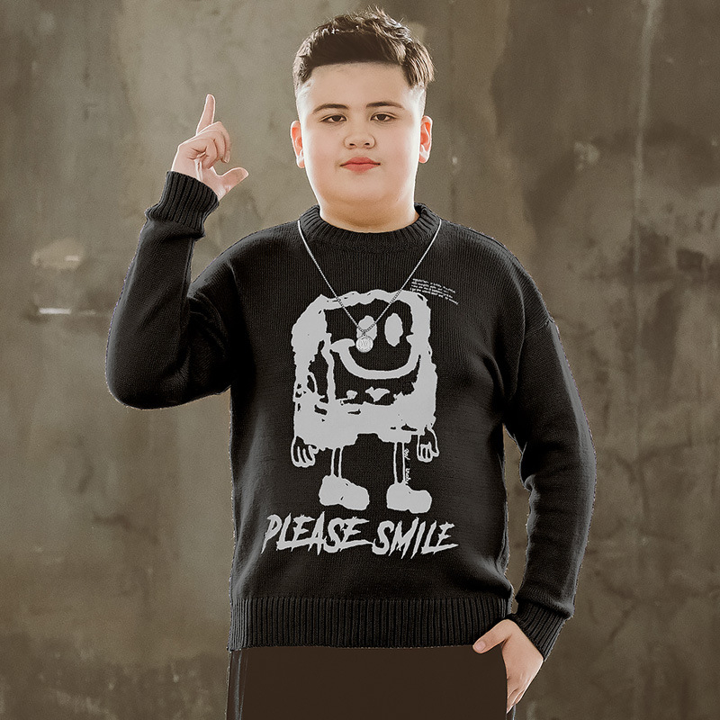 Dječji zimski pulover s karikaturnim uzorkom, dugi rukav, okrugli izrez, 100% poliester