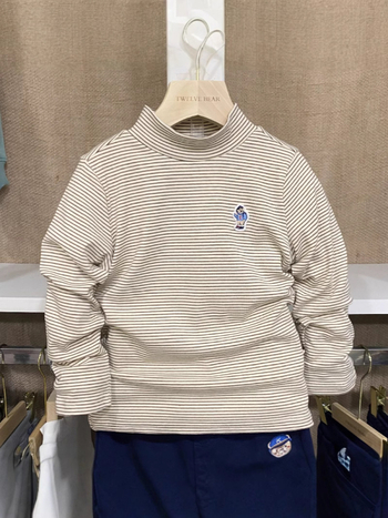 TWELVE BEAR dječja pamučna pletena bluza s poluturtleneckom, dugi rukavi, unisex za djecu 3–8 godina, cartoon uzorak, jesen