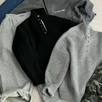 Pulover tricotat pentru copii, căptușit cu fleece, gros pentru iarnă, guler înalt, stil coreean, 65% poliester