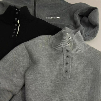 Pulover tricotat pentru copii, căptușit cu fleece, gros pentru iarnă, guler înalt, stil coreean, 65% poliester