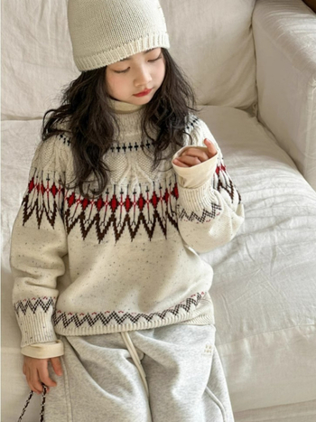 Dječji pulover, korejski stil, crtani uzorak, akrilna tkanina, zima
