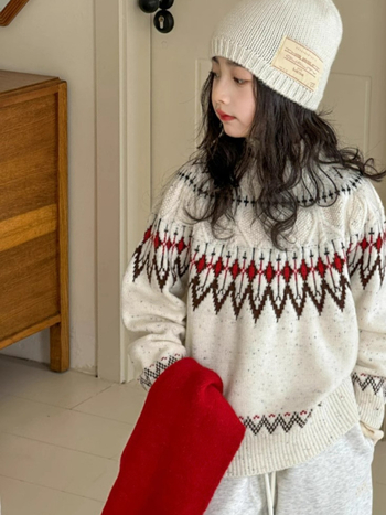 Dječji pulover, korejski stil, crtani uzorak, akrilna tkanina, zima