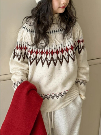 Dječji pulover, korejski stil, crtani uzorak, akrilna tkanina, zima