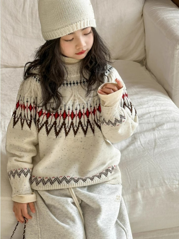 Dječji pulover, korejski stil, crtani uzorak, akrilna tkanina, zima