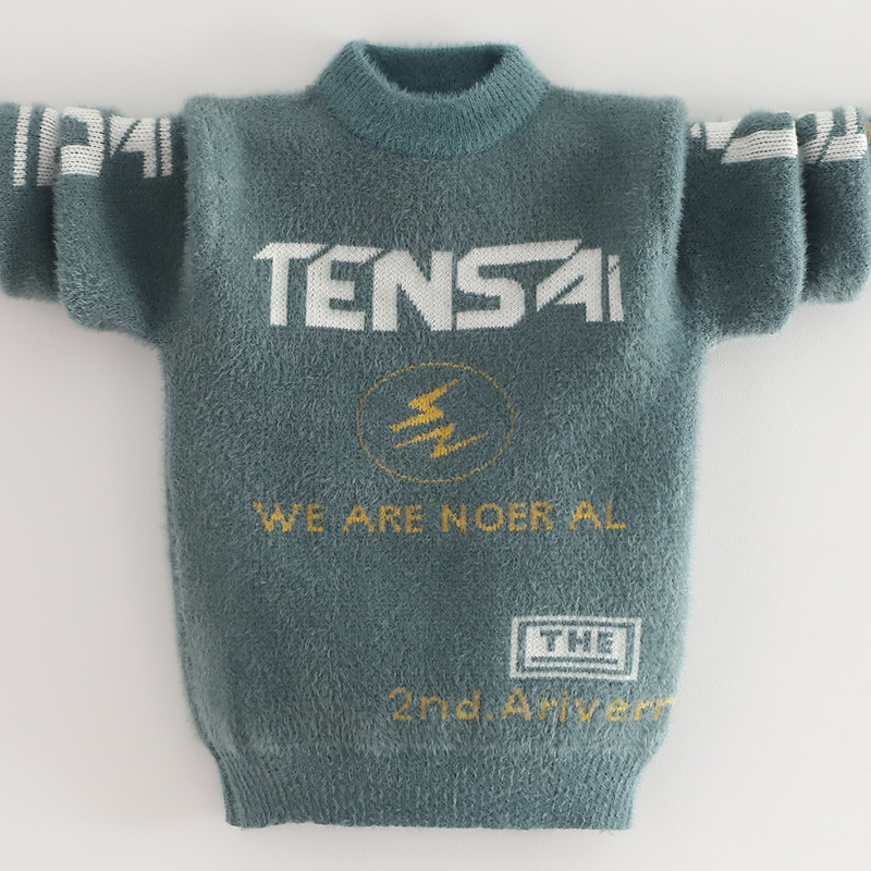 Pulover tricotat pentru copii, pentru băieți, gros pentru iarnă, cu guler înalt, mâneci lungi, pentru vârsta 3–8 ani