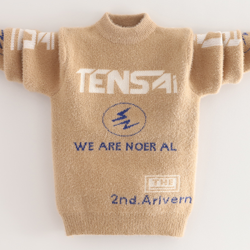 Pulover tricotat pentru copii, pentru băieți, gros pentru iarnă, cu guler înalt, mâneci lungi, pentru vârsta 3–8 ani