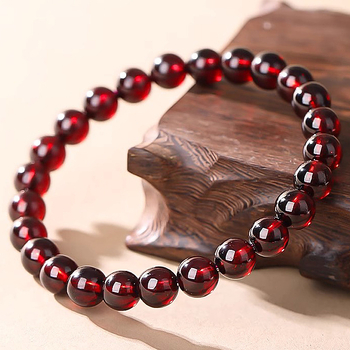 Brățară din granat natural, unisex, design original, mărgele de granat cu tăiere geometrică