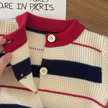 Dvostruki pleteni dječji set: džemper s okruglim izrezom i hlače, korejski stil, mekano najlonsko vlakno, unisex, novorođenčad 0–1 godina, jesen–zima