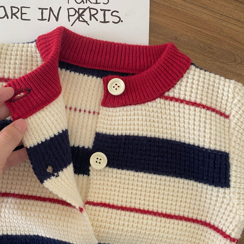 Dvostruki pleteni dječji set: džemper s okruglim izrezom i hlače, korejski stil, mekano najlonsko vlakno, unisex, novorođenčad 0–1 godina, jesen–zima