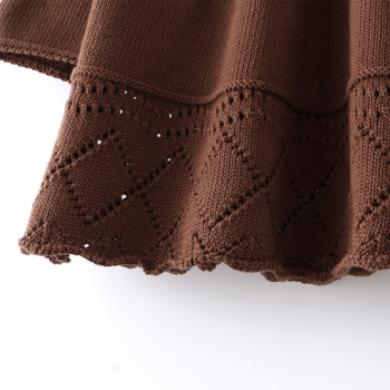 Детска рокля с дълъг ръкав, 100% памук, А-линия, едноцветна