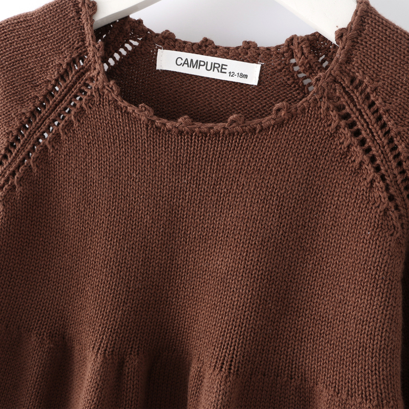 Детска рокля с дълъг ръкав, 100% памук, А-линия, едноцветна