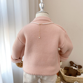 Pulover pentru fetițe din bumbac, căptușit cu fleece, guler rotund, mâneci lungi, stil de iarnă