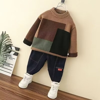 Dječji zimski džemper s flis podstavom, pamuk osnova, dugi rukavi, korejski stil