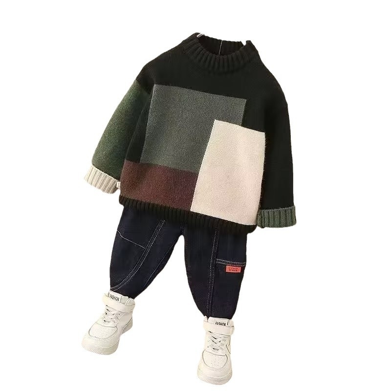 Dječji zimski džemper s flis podstavom, pamuk osnova, dugi rukavi, korejski stil