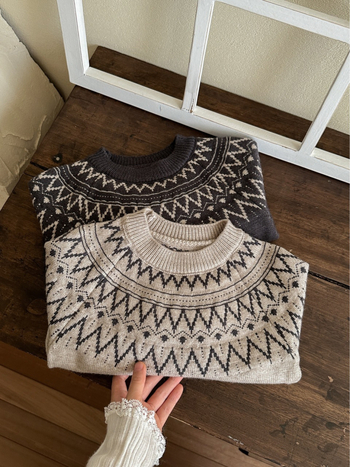 Pulover pentru copii cu jacquard Fair Isle, unisex, stil nordic, tricot toamnă iarnă, acril gros, guler rotund