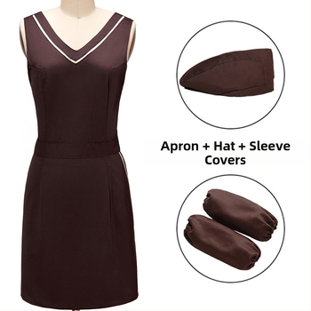 Set șorț cu pălărie, 3 piese, fără mâneci, imprimare logo, anti-murdărie, stil simplu; potrivit pentru frumusețe, mamă-copil, cofetărie, ceai cu lapte, magazine de fructe