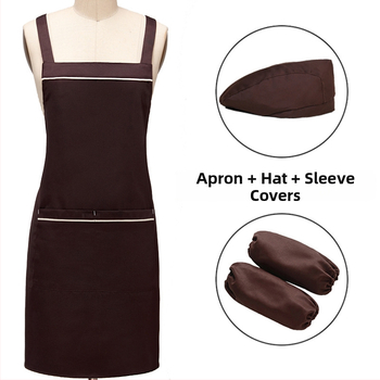 Set șorț cu pălărie, 3 piese, fără mâneci, imprimare logo, anti-murdărie, stil simplu; potrivit pentru frumusețe, mamă-copil, cofetărie, ceai cu lapte, magazine de fructe