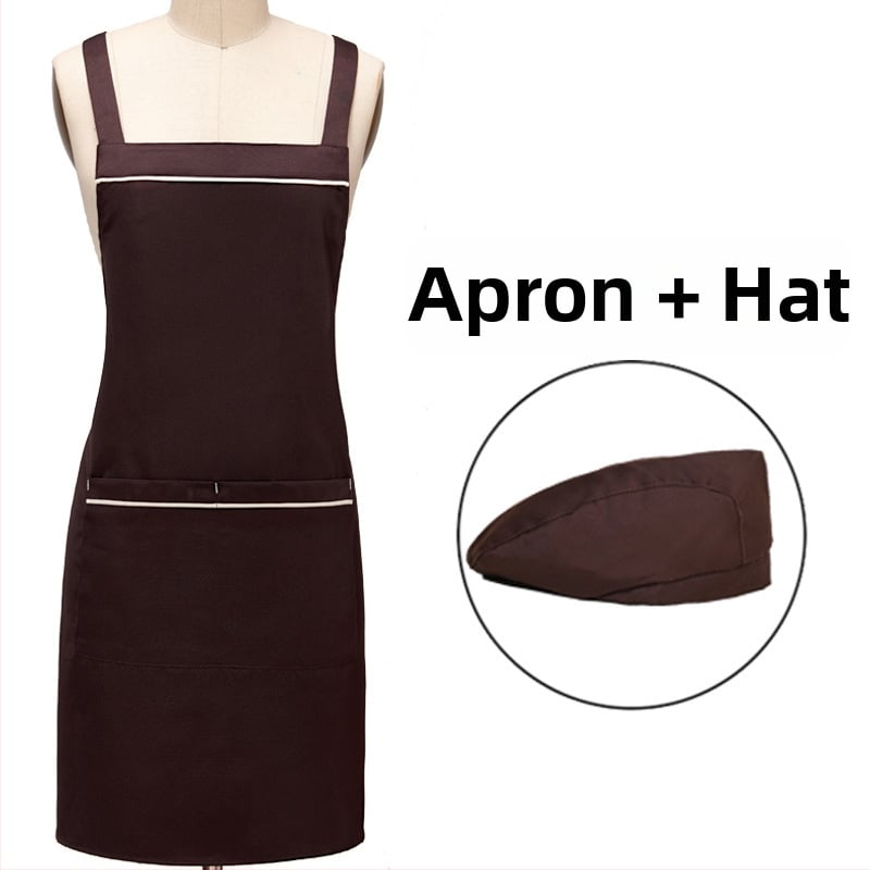 Set șorț cu pălărie, 3 piese, fără mâneci, imprimare logo, anti-murdărie, stil simplu; potrivit pentru frumusețe, mamă-copil, cofetărie, ceai cu lapte, magazine de fructe