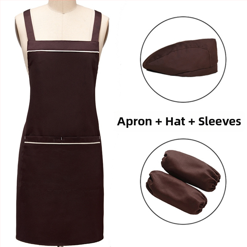 Set șorț cu pălărie, 3 piese, fără mâneci, imprimare logo, anti-murdărie, stil simplu; potrivit pentru frumusețe, mamă-copil, cofetărie, ceai cu lapte, magazine de fructe