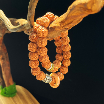 Бодхи гривна с рудракша за медитация, унисекс, геометрична форма, 19 мънини, материал Little King Kong