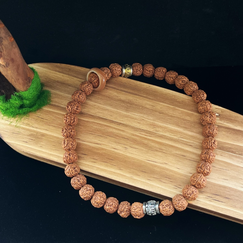 Бодхи гривна с рудракша за медитация, унисекс, геометрична форма, 19 мънини, материал Little King Kong