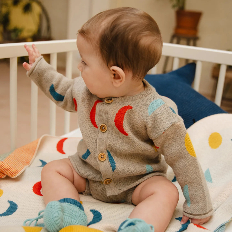 Dječji set džemper i hlače u nordijskom stilu s tiskom mjeseca, unisex, 100% pamuk