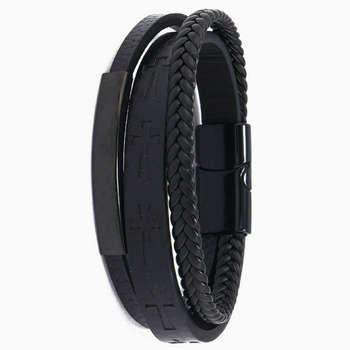 Kožený opletený náramok s krížovým vzorom, viacvrstvové pletenie, unisex retro štýl