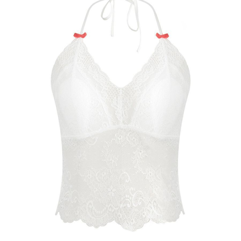Čipkasti halter camisole za žene, proljeće 2025, ženstven stil
