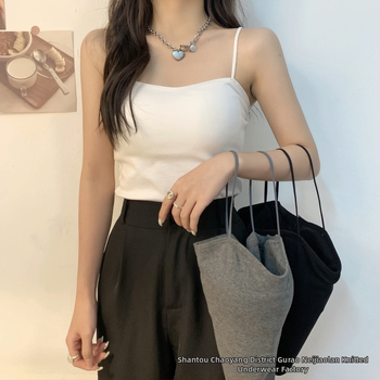 Top camisol cu pernă pentru sân, bretele, stil Harajuku, croială Slim, bumbac