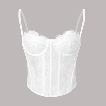 Čipkasto prozirni bustier-camisol s Push-Upom, uska linija, naramenice