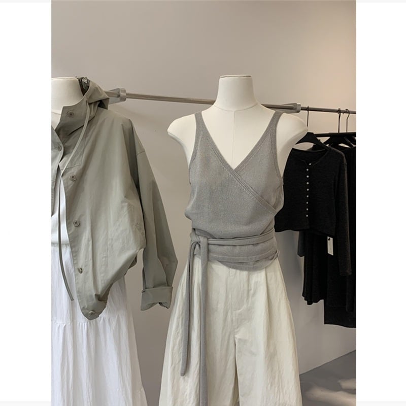 V-izrez bez rukava kamizol s viskoza-spandeksa smjesom, jednobojna, srednja duljina 50–65 cm