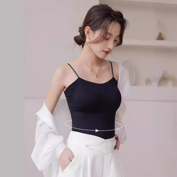 Top de damă cu bretele, fără armături metalice, cu perne integrate, material respirabil nylon-spandex, acid hialuronic pentru hidratarea pielii, spate elegant, versiune Slim, vară 2024