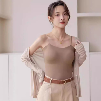 Top de damă cu bretele, fără armături metalice, cu perne integrate, material respirabil nylon-spandex, acid hialuronic pentru hidratarea pielii, spate elegant, versiune Slim, vară 2024