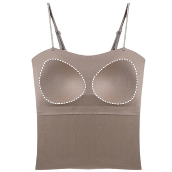 Top de damă cu bretele, fără armături metalice, cu perne integrate, material respirabil nylon-spandex, acid hialuronic pentru hidratarea pielii, spate elegant, versiune Slim, vară 2024