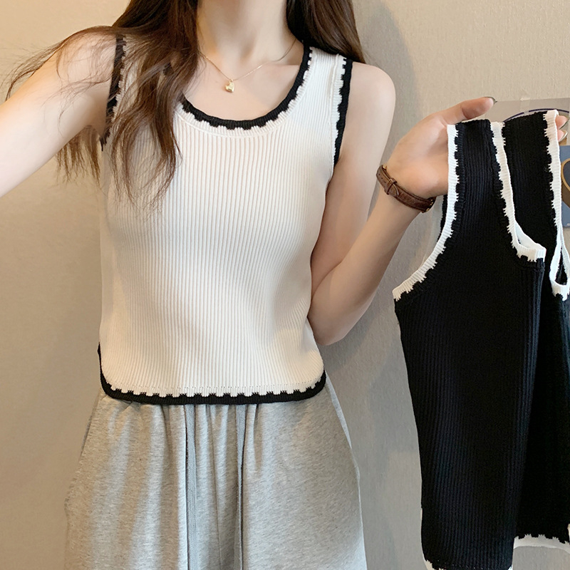 Pletena camisola sa širokim trakama — uski kroj, pulover stil, uzorak u skladu s bojama, viskozni vlakno 95%+