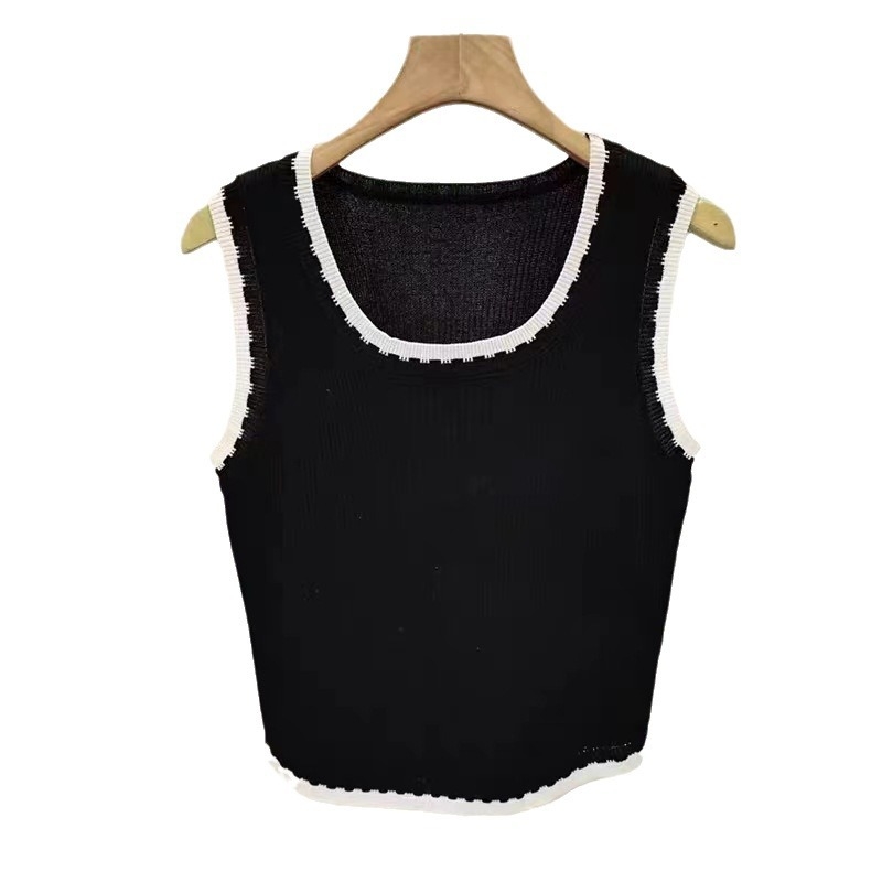 Pletena camisola sa širokim trakama — uski kroj, pulover stil, uzorak u skladu s bojama, viskozni vlakno 95%+