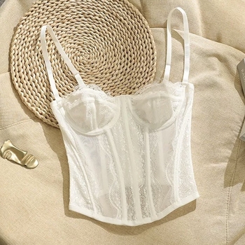 Camisolă-corset, croială Slim, lungime scurtă (40–50 cm), model floral, material poliester cu elastan