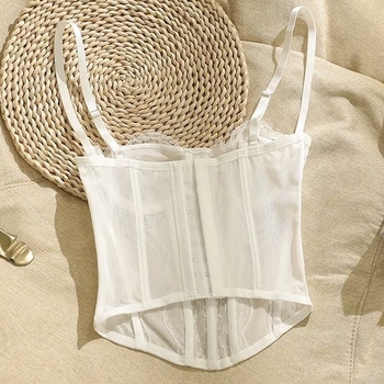 Camisolă-corset, croială Slim, lungime scurtă (40–50 cm), model floral, material poliester cu elastan