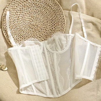 Camisolă-corset, croială Slim, lungime scurtă (40–50 cm), model floral, material poliester cu elastan