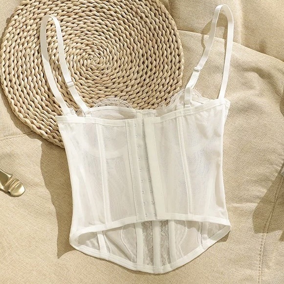 Camisolă-corset, croială Slim, lungime scurtă (40–50 cm), model floral, material poliester cu elastan