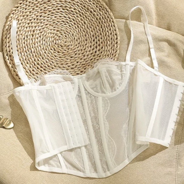 Camisolă-corset, croială Slim, lungime scurtă (40–50 cm), model floral, material poliester cu elastan