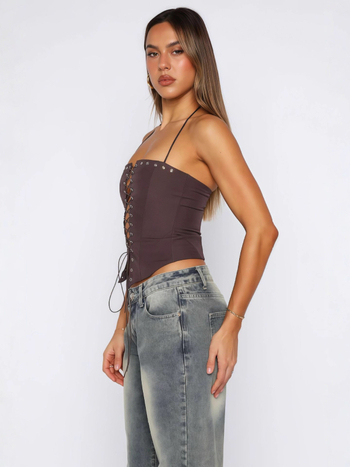 Top cu bretele și spate deschis, Slim Fit, lungime scurtă 40–50 cm, poliester 80–90% cu elastan <30%