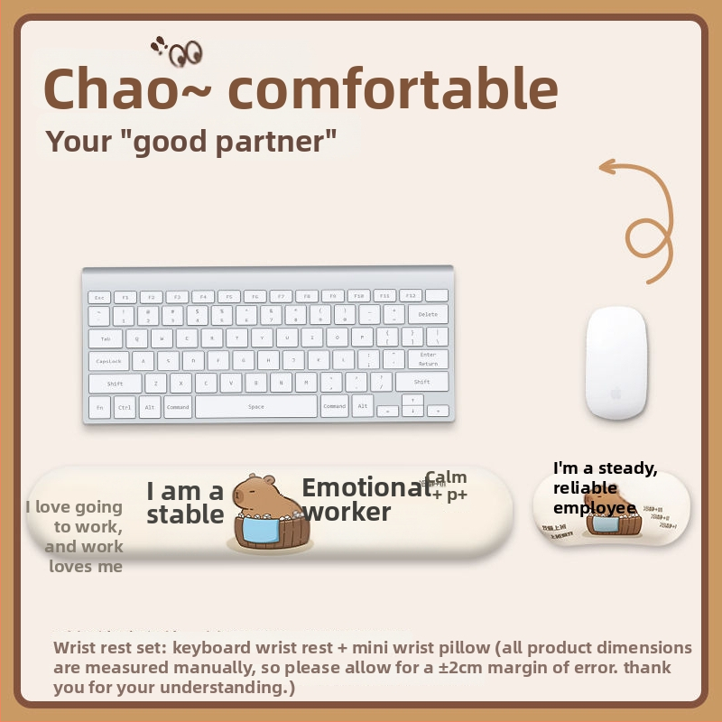 Podložak za zglob miša s kapibarom — silikonska, jednostrana, bez logotipa