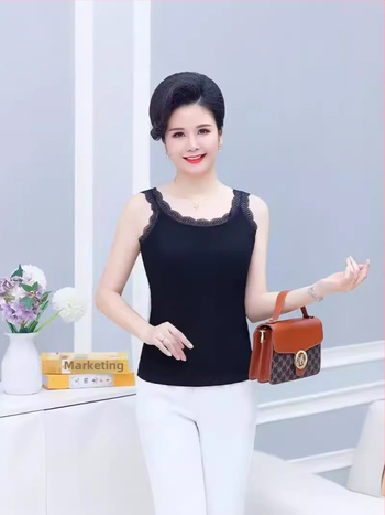 Top din dantelă din modal-viscoză, croială Slim, bretele tip sling, lungime normală, vară 2024