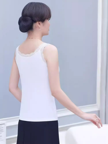 Top din dantelă din modal-viscoză, croială Slim, bretele tip sling, lungime normală, vară 2024