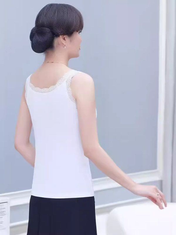 Top din dantelă din modal-viscoză, croială Slim, bretele tip sling, lungime normală, vară 2024