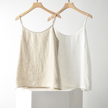 Vestă din in pentru femei, cu bretele, croială lejeră, respirabilă, culoare solidă, 95% in