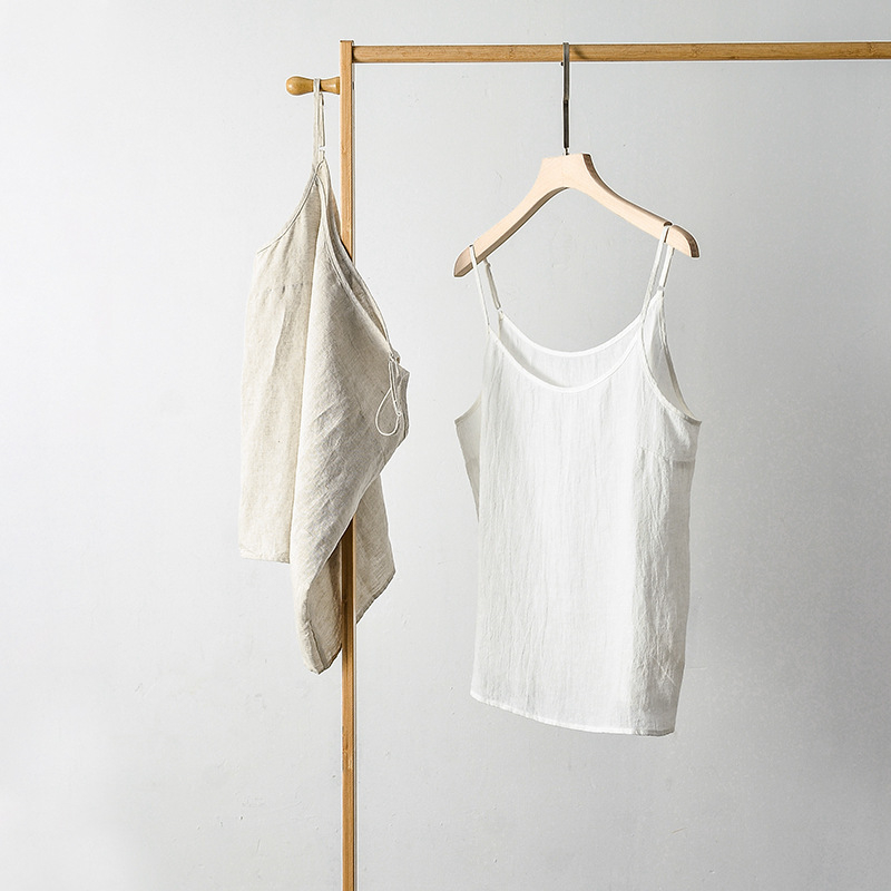 Vestă din in pentru femei, cu bretele, croială lejeră, respirabilă, culoare solidă, 95% in